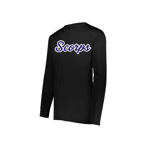 [222823.080.S-LOGO3] Youth LS Smooth Sport Shirt (Youth S, Black, Logo 3)